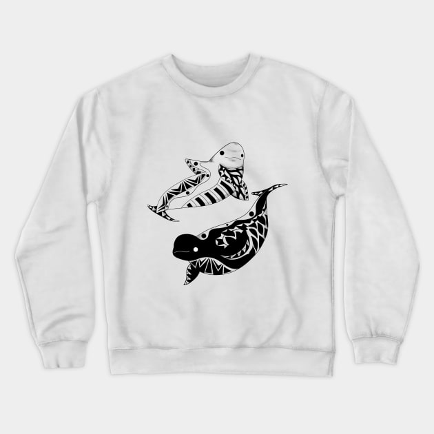 beluga twins in ocean pattern ecopop Crewneck Sweatshirt by jorge_lebeau